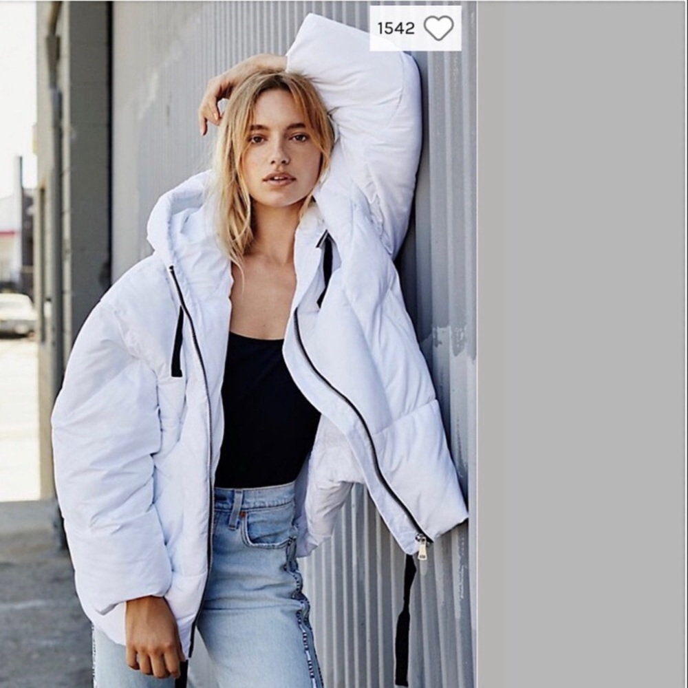 Free People White Hailey Puffer Coat Jacket